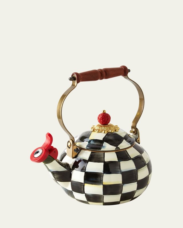 Courtly Check Enamel Whistling Tea Kettle